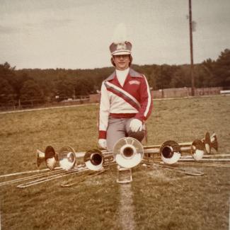 Mike Hartline as a trombone player in high school